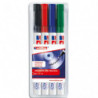 EDDING Marqueurs CD/DVD pointe ogive fine souple. Encre permanente. Assortiment: Noir, Bleu, Rouge, Vert.
