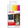 EDDING E-4095 Marqueurs craie liquide pointe ogive 2-4mm. Assortis: 2 Blancs, 1 Jaune, 1 Orange, 1 Rose.