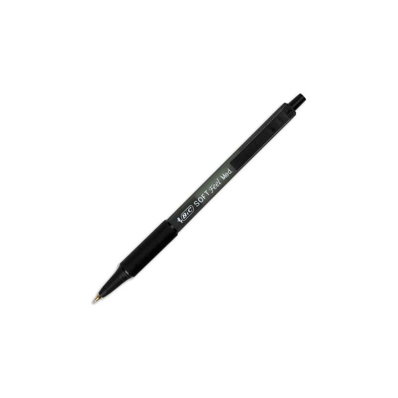 BIC Softfeel Stylos-Bille Rétractables Pointe Moyenne (1,0 mm) - Grip Matelassé - Encre Noire
