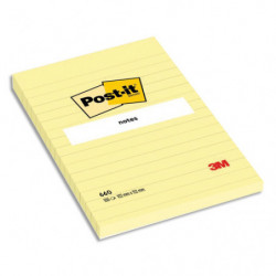 POST-IT Bloc repositionnable de 100 feuilles 102 x 152 mm Jaune ligné