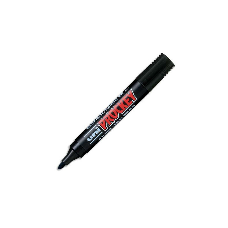 UNI-BALL Marqueur permanent pte ogive corps plastique encre pigmentée à base d'eau Noir UNI PROCKEY PM122