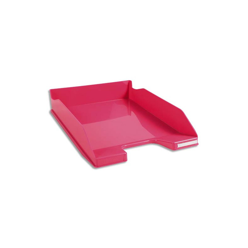 EXACOMPTA Corbeille à courrier Iderama. Coloris Rose glossy. Dim. L34,7 x H6,5 x P25,5 cm