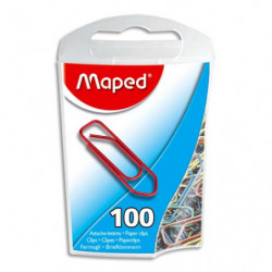 MAPED Boîte de 100 trombonnes en acier laqué 25 mm coloris assortis