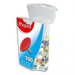 MAPED Boîte de 100 punaises en acier galvanisé 10 mm coloris assortis