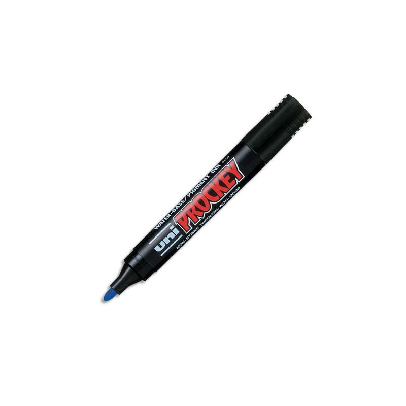 UNI-BALL Marqueur permanent pte ogive corps plastique encre pigmentée à base d'eau Bleu UNI PROCKEY PM122