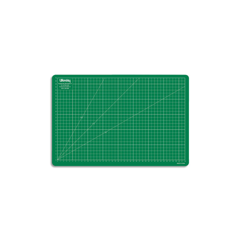 WONDAY Plaque de découpe verte 450x300x3mm. Résistante à la coupe, surface quadrillée