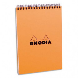 RHODIA Bloc de direction couverture reliure intégrale en-tête Orange 80 feuilles format A5 réglure 5x5