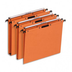 OBLIQUE AZ Boîte de 25 dossiers suspendus TIROIR en kraft 240g. Fond 15, VELCRO®. Orange
