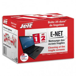 JELT Boîte de 25 lingettes humides/sèches E-NET pour écran à cristaux liquides et portable 253831