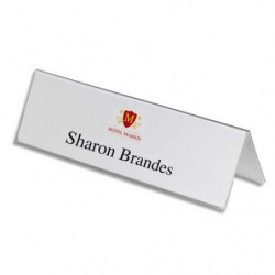 DURABLE Boîte 25 Porte-noms chevalet de table en PVC semi-rigide - L297 x H105 mm - Transparent