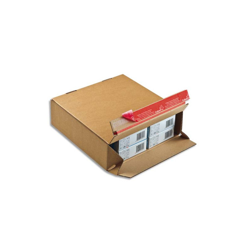 COLOMPAC Carton d'expédition Eurobox M Brun simple cannelure, fermeture adhésive L29,4 x H13,7 x P9,4 cm