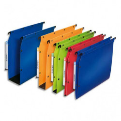 OBLIQUE AZ Paquet de 10 dossiers suspendus ARMOIRE en polypro opaque 5/10e.Fond 80, bouton-pression. Bleu