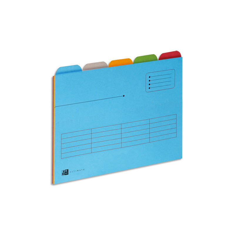 OXFORD Paquet de 25 chemises à onglets ULTIMATE. En kraft 240g. Pour format A4. Coloris assortis