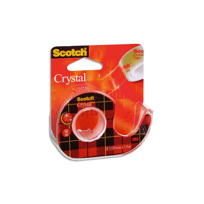 SCOTCH Ruban Crystal transparent 19mm x 7,5m sur dévidoir