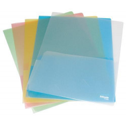 ESSELTE Sachet 5 chemises double poche assortis en PP 18/100e. 2 pochettes feuilles A4 ou 1 feuille A3.