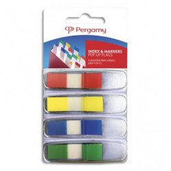 PERGAMY Set de 4 x 35 index marque-pages étroits 1,1 x 4,3 cm. Coloris assortis classiques