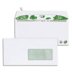 GPV Boîte de 200 enveloppes recyclées extra Blanches Erapure, format DL 110x220mm fenêtre 45x100mm 80g