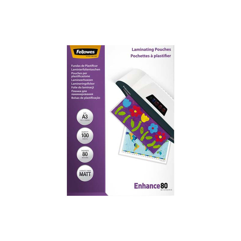 FELLOWES Pack de 100 pochettes A3 80 microns Mat 5452003