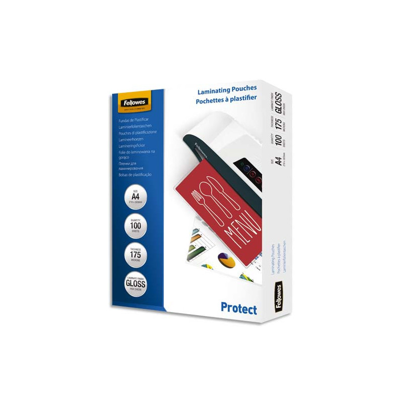 FELLOWES Pack de 100 pochettes A4 175 microns 5308703