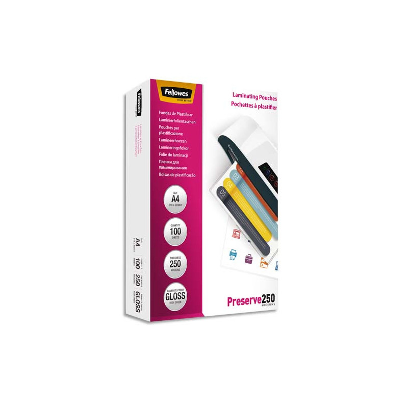 FELLOWES Pack de 100 pochettes A4 250 microns 5401802