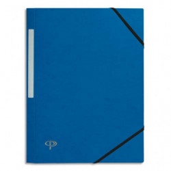 PERGAMY Chemise 3 rabats monobloc à élastique en carte lustrée 5/10e, 390g. Coloris Bleu foncé.