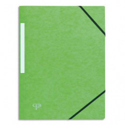 PERGAMY Chemise 3 rabats monobloc à élastique en carte lustrée 5/10e, 390g. Coloris Vert clair.