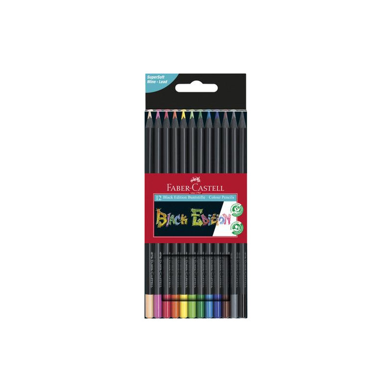 FABER CASTELL Pochette de 12 crayons de couleur Black Edition