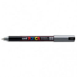UNI POSCA Marqueur peinture. Pointe ultra fine de 0,7mm (PC1MR). Couleur Argent