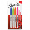 SHARPIE Blister de 4 marqueurs Sharpie Fine assortis fun (Orange, Lime, Turquoise, Magenta). Pte fine