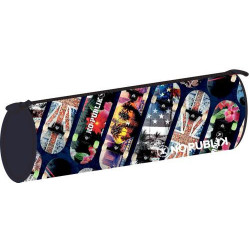 OXFORD Fourre-tout rond NO PUBLIK SKATE 22x7x7 cm. Décor sérigraphié, coloris assortis.