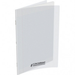 CONQUERANT C9 Cahier piqûre 24x32cm 140 pages 90g grands carreaux Seyès.Couverture polypropylène Incolore