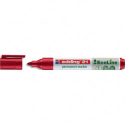 EDDING Marqueur permanent E-21 de la gamme ECOLINE moins 90 % de matériaux recyclés. Pointe ogive. Rouge