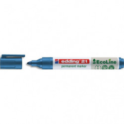 EDDING Marqueur permanent E-21 de la gamme ECOLINE moins 90 % de matériaux recyclés. Pointe ogive. Bleu