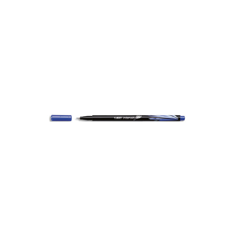 BIC Intensity Stylo Feutre d'écriture Pointe Fine et Corps Noir Verni - Bleu foncé