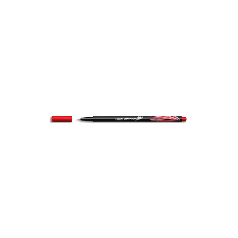 BIC Intensity Stylo Feutre d'écriture Pointe Fine et Corps Noir Verni - Rouge intense