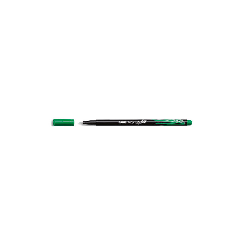 BIC Intensity Stylo Feutre d'écriture Pointe Fine et Corps Noir Verni - Vert intense