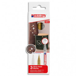 EDDING Etui de 3 marqueurs peintures E751. Pointe 1-2mm. Couleurs métal assorties