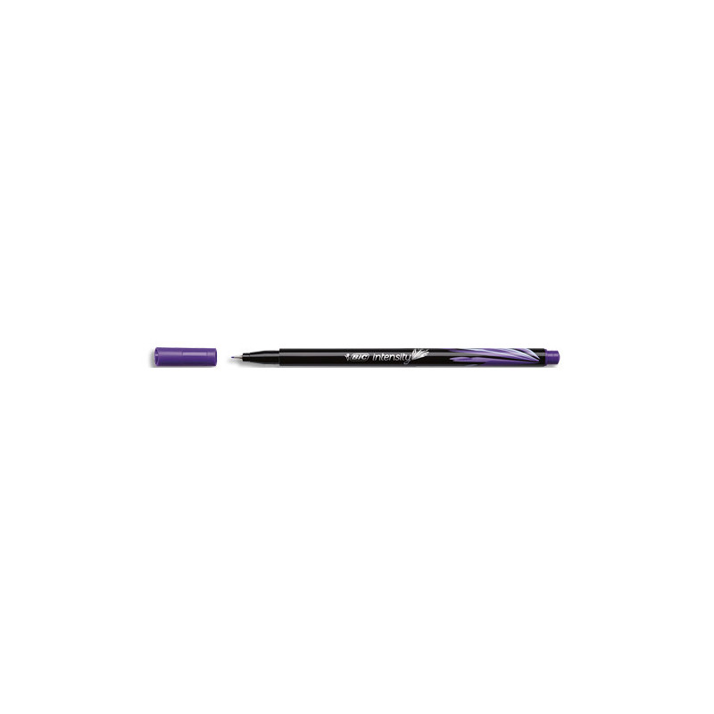 BIC Intensity Stylo Feutre d'écriture Pointe Fine et Corps Noir Verni - Violet intense