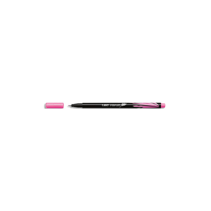 BIC Intensity Stylo Feutre d'écriture Pointe Fine et Corps Noir Verni - Rose clair