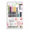 TOMBOW Set d'aquarelle florale. Comprenant un guide ainsi que 5 ABT dual brush + accessoires