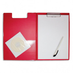 MAUL Porte-bloc à rabat A4 en PVC avec pince métal. Pochette intérieure/porte-stylo. Coloris rouge