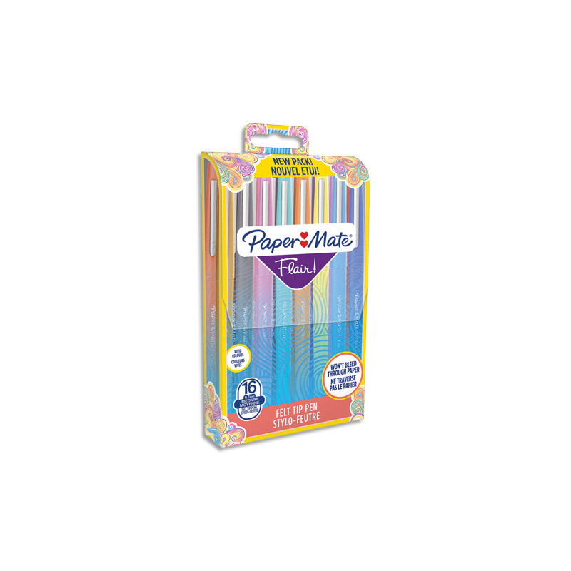 PAPERMATE Pochette de 16 Stylos feutres Flair Original Tropical, pointe 0,4mm