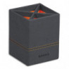 RHODIA Pot à crayons Rhodiarama en simili cuir italien, 4 cmpts. Dim (lxhxp) 8x11x8 cm. Coloris Titane