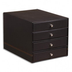 RHODIA Module classement Rhodiarama 4 tiroirs simili cuir italien. Dim (lxhxp) : 24,8x22,8x32,7 cm. Black