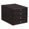 RHODIA Module classement Rhodiarama 4 tiroirs simili cuir italien. Dim (lxhxp) : 24,8x22,8x32,7 cm. Black