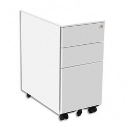 PIERRE HENRY Caisson mobile Slim 3 tiroirs dont 1 pour dossiers suspendus blanc. Dim H60 x L.30 x P.52 CM