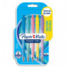 PAPERMATE Blister de 5 bille Flexgrip Ultra Pastel rétractable, encre noire, pointe 1.0 mm, corps pastel