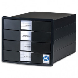 HAN Module classement IMPULS KARMA 4 tiroirs. En PS recyclé. Ange Bleu. Dim (lxhxp): 28x23,5x36,7cm. Noir