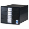 HAN Module classement IMPULS KARMA 4 tiroirs. En PS recyclé. Ange Bleu. Dim (lxhxp): 28x23,5x36,7cm. Noir