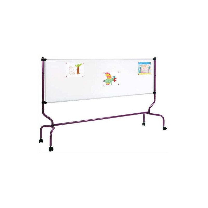 ULMANN Piste graphique mobile en acier émaillé Blanc, double face, portes-accessoires, Ft L205 x H125 cm